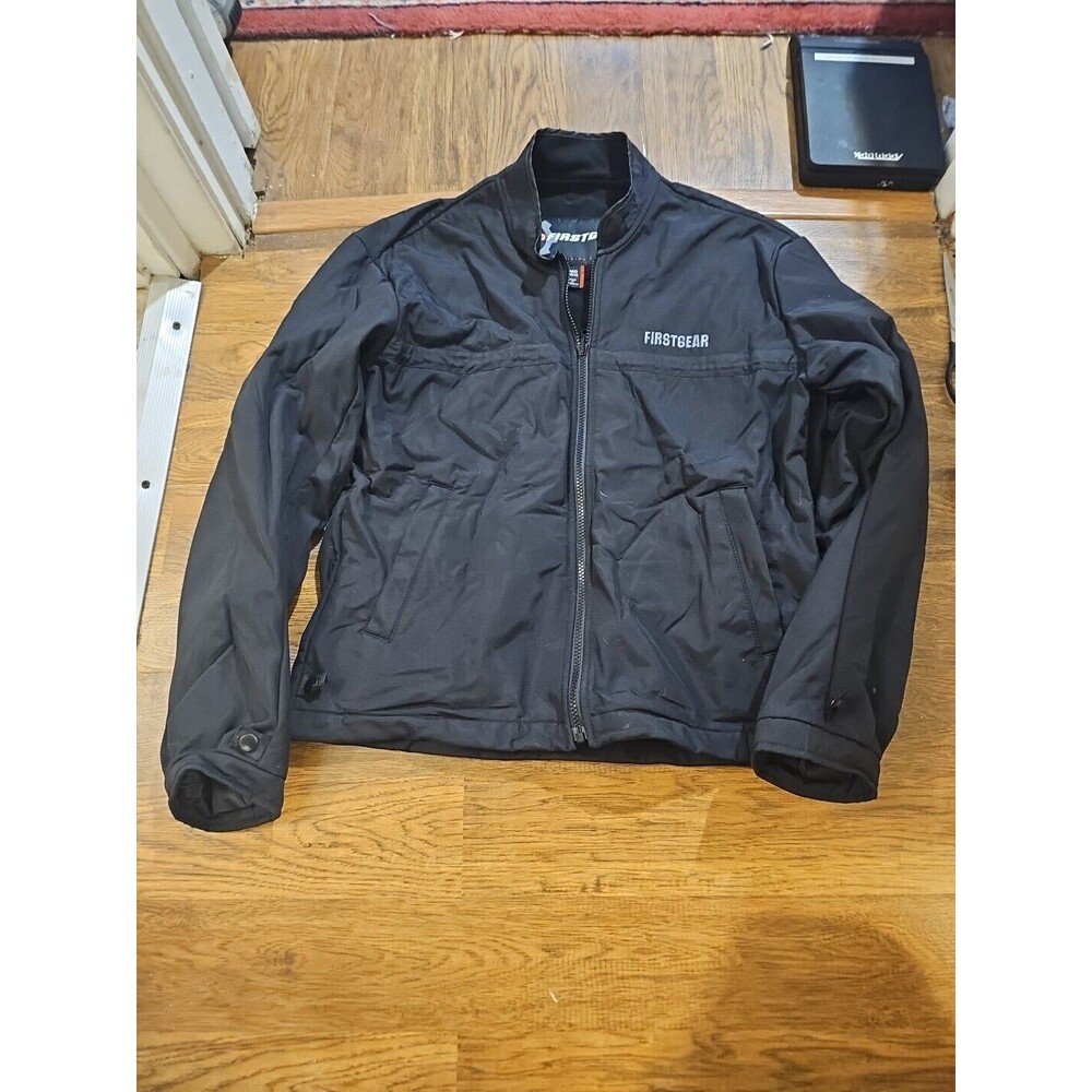 First Gear Kilimanjaro Black Motorcycle Jacket Mens Medium Biker Racing